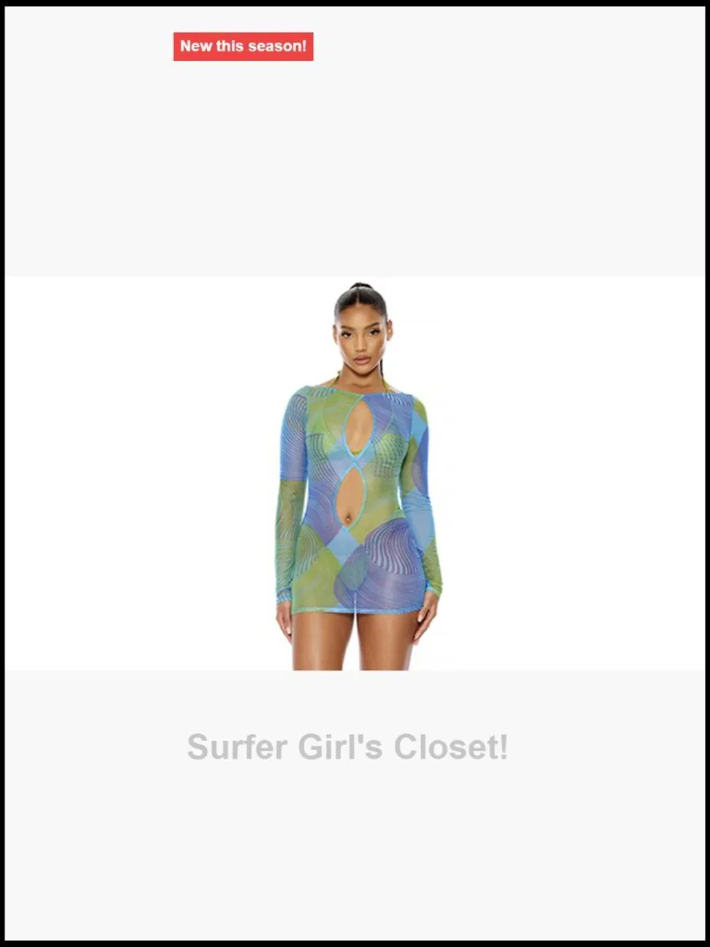 Mesh Bodycon Pool Mini Dress Keyhole Neck Long Sleeve